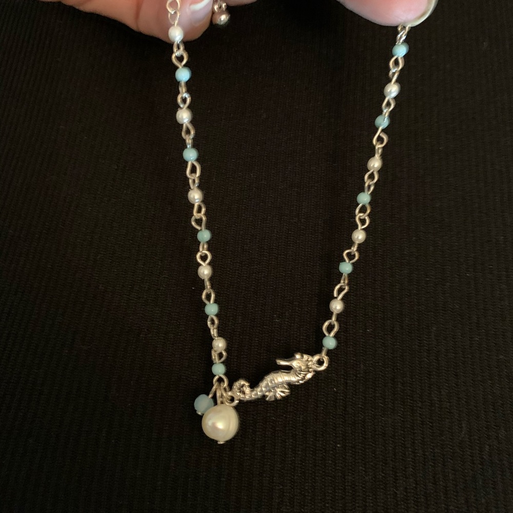 Anklet silver seahorse with beads - Picture 2 of 4